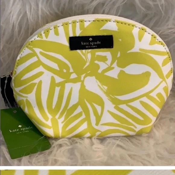 Kate Spade Citron & White Palm Print Cosmetics Bag - Picture 9 of 9